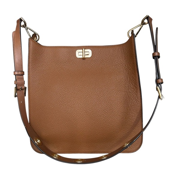 NEW Michael Kors Sullivan Shoulder Bag Studded Tan Leather Large Crossbody - Picture 1 of 17